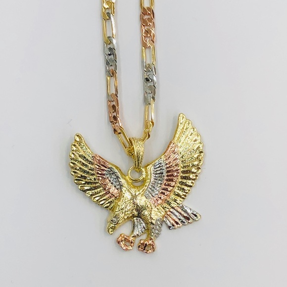 Men’s Eagle Pendant with Chain Gold Plated - Picture 3 of 4